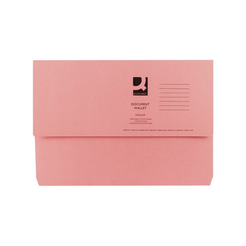 Q-Connect Document Wallet Foolscap Pink (Pack of 50) KF23015