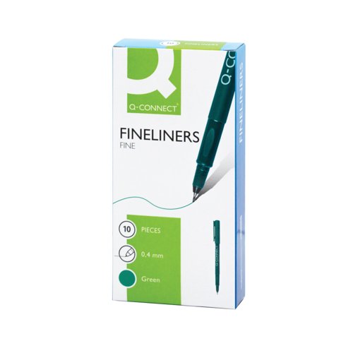 Q-Connect Fineliner Pen 0.4mm Green (Pack of 10) KF25010 Fineliner & Felt Tip Pens KF25010