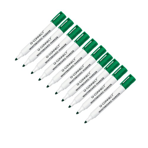 Q-Connect Drywipe Marker Pen Green (10 Pack) KF26009 | VOW