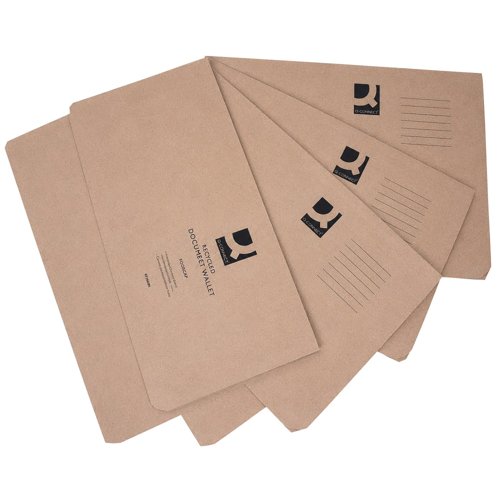 KF26090 Q-Connect Document Wallet Foolscap Buff (50 Pack) KF26090