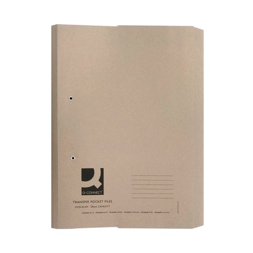 Q-Connect Transfer Pocket File 38mm Capacity Foolscap Buff (Pack of 25) KF26095 Transfer Files KF26095