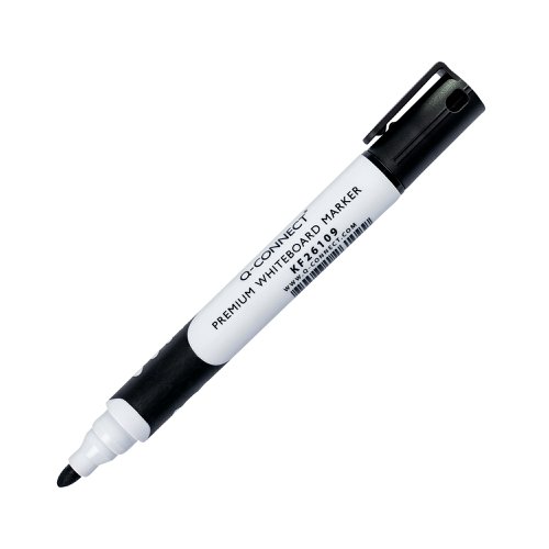 Q-Connect Premium Whiteboard Marker Bullet Tip Black (Pack of 10) KF26109 Drywipe Markers KF26109