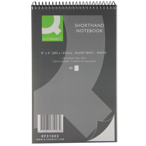 Q-Connect Feint Ruled Shorthand Notebook 160 Pages 203x127mm (20 Pack) KF31003