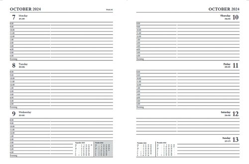 KF3A4ABK24 | Ideal for students, teachers or anybody working in the education sector, this academic A4 diary runs from July 2024 to July 2025 with a week to view format with ample space for noting down assignments, deadlines, meetings and appointments. The diary includes reference calendars on each page and yearly planners at the front and back of the book. A ribbon marker helps you to find your place within the book.