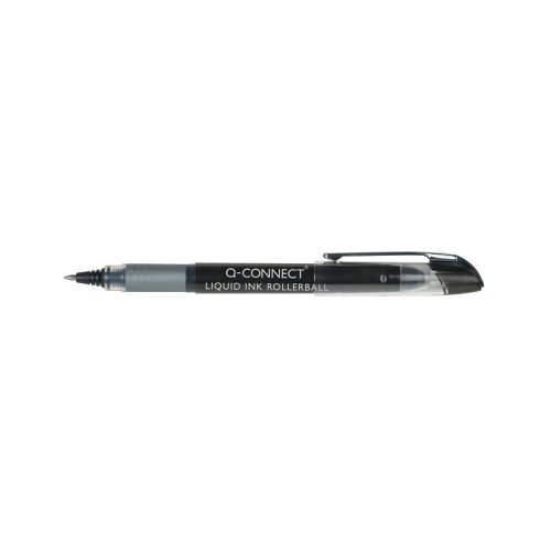 KF50139 | This Q-Connect Rollerball Pen contains liquid ink for smooth writing and an even ink flow. The medium tip writes a 0.5mm line width, with a long lasting writing length of over 2,000 metres. Ideal for general use at work, home, or at school, this pack contains 10 black pens.