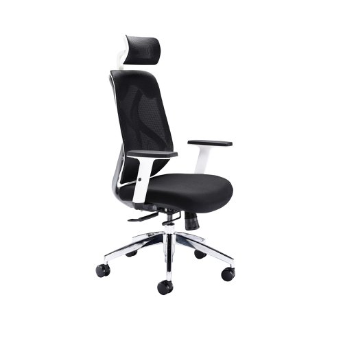 Stealth High Mesh Back Operator Chair Headrest Adjustable Arms 660x660x1140-1240 White/Black KF70060