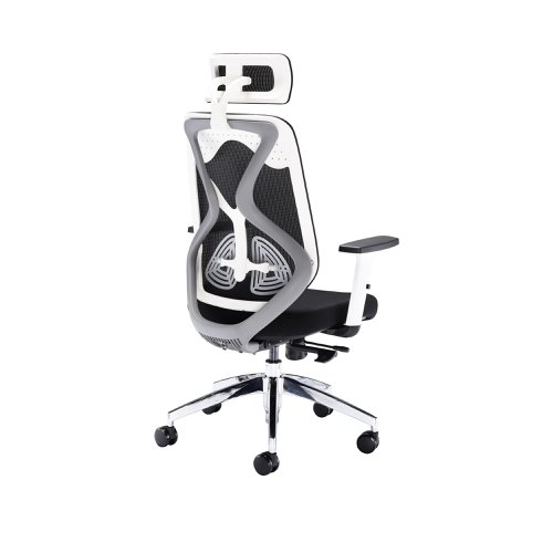 Stealth High Mesh Back Operator Chair Headrest Adjustable Arms 660x660x1140-1240 White/Black KF70060