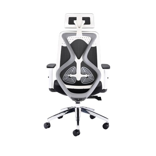 Stealth High Mesh Back Operator Chair Headrest Adjustable Arms 660x660x1140-1240 White/Black KF70060