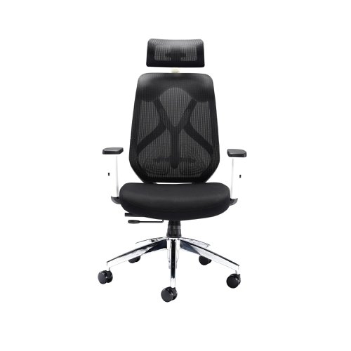 Stealth High Mesh Back Operator Chair Headrest Adjustable Arms 660x660x1140-1240 White/Black KF70060