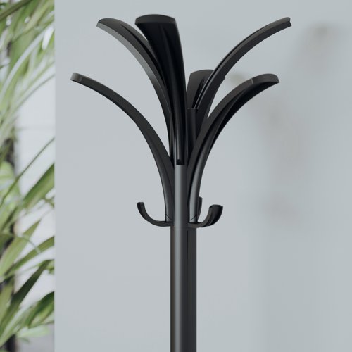 KF70325 | Practical and stylish, the Earl coat stand is the ideal accessory for your reception areas. Consisting of a rotating head with six pegs and three black ABS hooks.