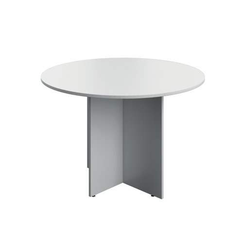 Serrion Leg Round Boardroom Table 1100x1100 White/Silver KF800290