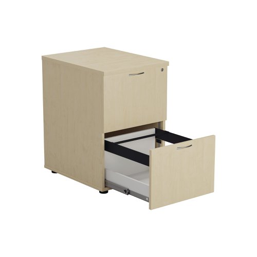 Designed for foolscap suspension files, this Jemini 2 drawer filing cabinet provides a sturdy and robust filing solution. The robust frame has anti-tilt technology for secure filing. The 2 drawers are lockable for storing confidential files and have a capacity of 25kg each. This filing cabinet measures 464x600x710mm and complements office furniture from both the Jemini and Arista ranges.