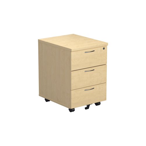 Jemini 3 Drawer Mobile Pedestal 400x500x595mm Maple KF72086 | VOW