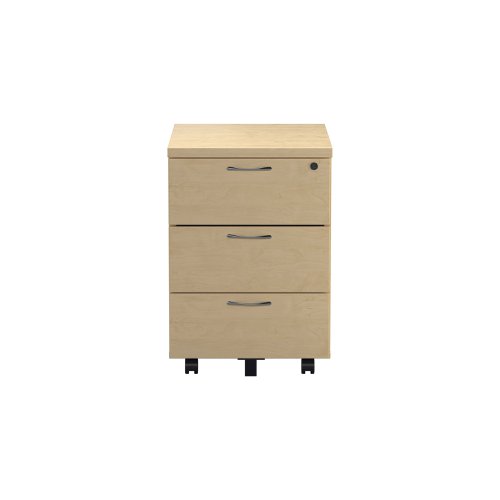 Jemini 3 Drawer Mobile Pedestal 400x500x595mm Maple KF72086 | VOW