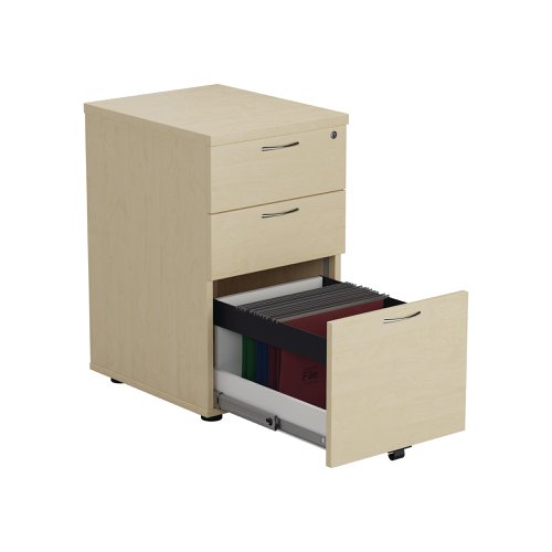 Jemini 3 Drawer Under Desk Pedestal 404x500x690mm Maple KF72089