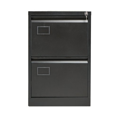 Jemini 2 Drawer Filing Cabinet Lockable 470x622x711mm Black KF72585 | Bisley