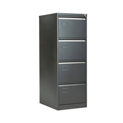 Store your files and documents safely and securely in this Jemini 4 drawer filing cabinet. Sturdy and robust, each drawer has the capacity for up to 34kg of files, enabling you to store all of your work conveniently together for easy access. Suitable for standard, foolscap suspension files, you can keep your documents organised, while a strong frame with anti-tilt technology keeps everything inside ordered. Both drawers are fully lockable, giving you the peace of mind to lock away confidential files.