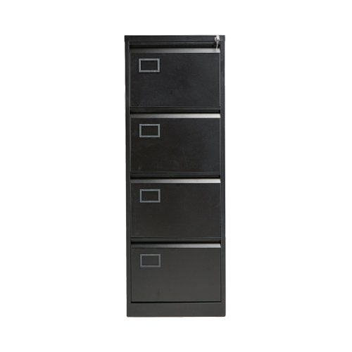 Store your files and documents safely and securely in this Jemini 4 drawer filing cabinet. Sturdy and robust, each drawer has the capacity for up to 34kg of files, enabling you to store all of your work conveniently together for easy access. Suitable for standard, foolscap suspension files, you can keep your documents organised, while a strong frame with anti-tilt technology keeps everything inside ordered. Both drawers are fully lockable, giving you the peace of mind to lock away confidential files.