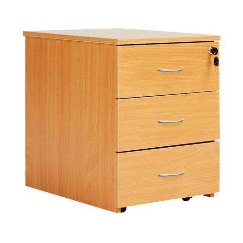Serrion 3 Drawer Mobile Pedestal 434x580x525mm Bavarian Beech KF73518