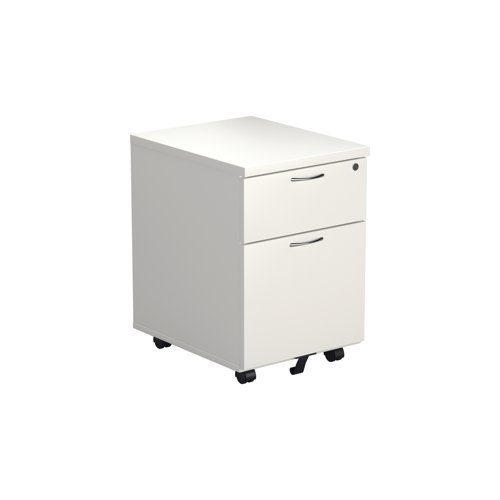 Jemini 2 Drawer Mobile Pedestal 404x500x595mm White KF74147 | VOW