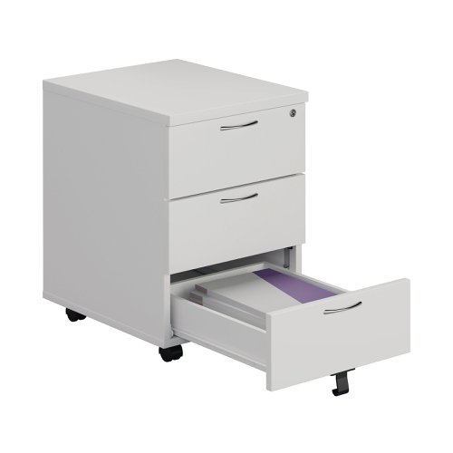 Jemini 3 Drawer Mobile Pedestal 400x500x595mm White KF74148 KF74148