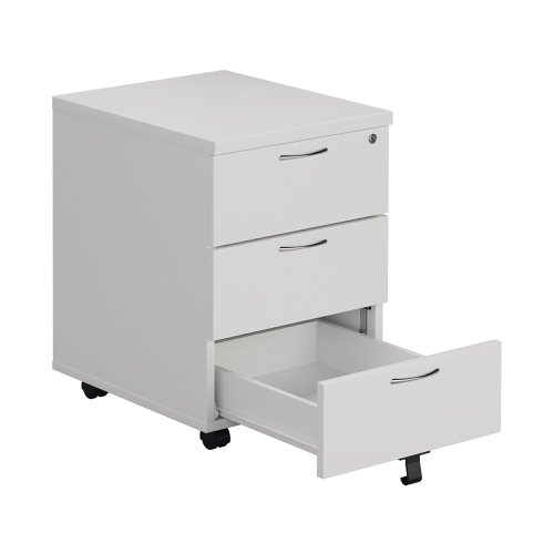 Jemini 3 Drawer Mobile Pedestal 400x500x595mm White KF74148 | VOW