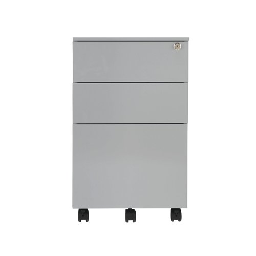 Jemini 3 Drawer Mobile Pedestal Steel 380x470x615mm Silver KF74155 KF74155