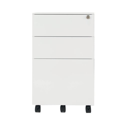 Jemini 3 Drawer Mobile Pedestal Steel 380x470x615mm White KF74156 KF74156