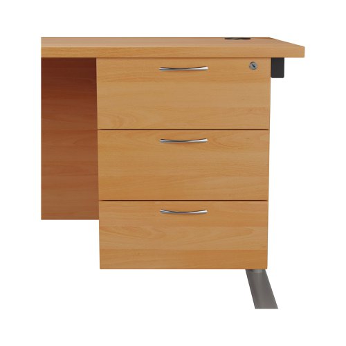 Jemini 3 Drawer Fixed Pedestal 400x655x495mm Grey Oak KF74419