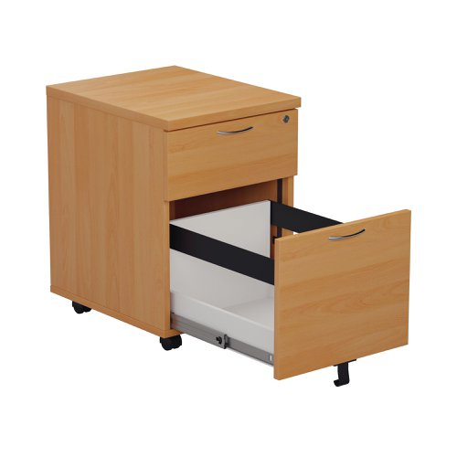 Jemini 2 Drawer Mobile Pedestal 404x500x595mm Beech KF74483