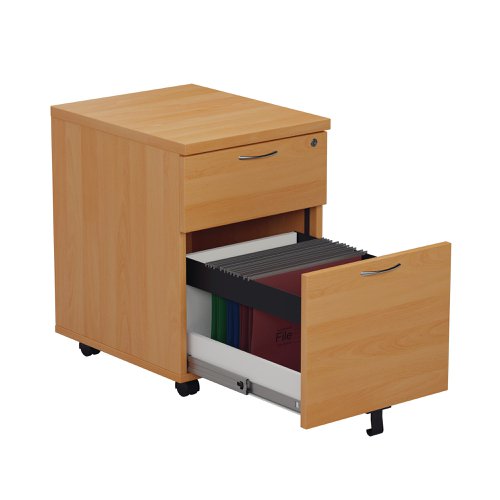 Jemini 2 Drawer Mobile Pedestal 404x500x595mm Beech KF74483