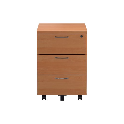 Jemini 3 Drawer Mobile Pedestal 400x500x595mm Beech KF74484