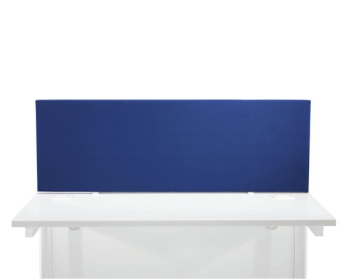 Create a personalised desk space with the First range of desk screens. Ideal for adding privacy to your workstation, or accessorising using a toolrail and a range of fitments. Completed with a high-quality royal blue finish, this desk mounted screen comes supplied with desk clamps for suitable installation. Dimensions: W1200 x H400mm.