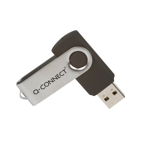 Q-Connect USB 2.0 Swivel 32GB Flash Drive Silver/Black KF76970