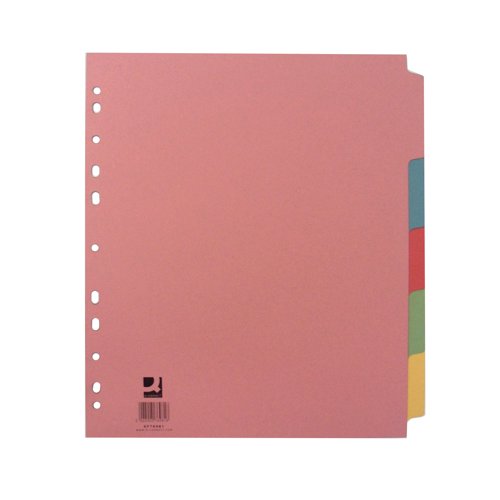 Q-Connect 5-Part Extra Wide Subject Divider A4 KF76981 Plain File Dividers KF76981