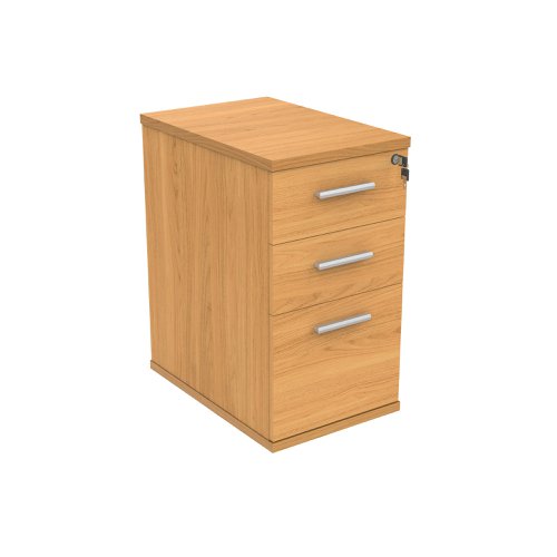 Astin 3 Drawer Desk High Pedestal Lockable 400x600x730mm Norwegian Beech KF77714