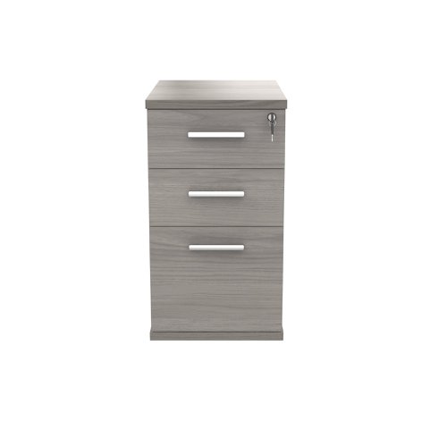 Astin 3 Drawer Desk High Pedestal Lockable 480x680x745mm Alaskan Grey Oak KF77717 | VOW