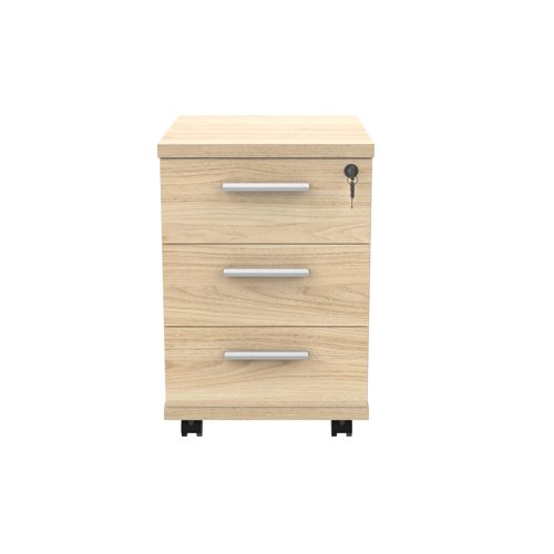 Astin 3 Drawer Mobile Under Desk Pedestal 400x500x590mm Canadian Oak KF77725 KF77725