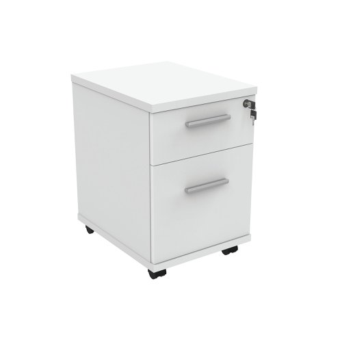 Astin 2 Drawer Mobile Under Desk Pedestal 400x500x590mm Arctic White KF77726 KF77726