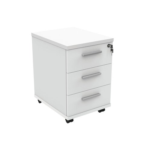 Astin 3 Drawer Mobile Under Desk Pedestal 400x500x590mm Arctic White KF77727