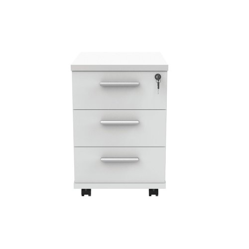 Astin 3 Drawer Mobile Under Desk Pedestal 400x500x590mm Arctic White KF77727