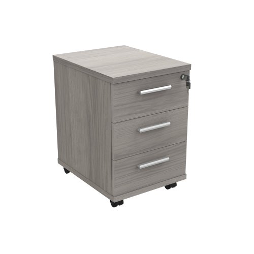 Astin 3 Drawer Mobile Under Desk Pedestal 400x500x590mm Alaskan Grey Oak KF77729 KF77729