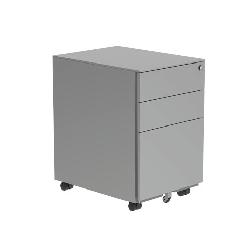 Astin 3 Drawer Mobile Under Desk Steel Pedestal 480x580x610mm Silver KF77748