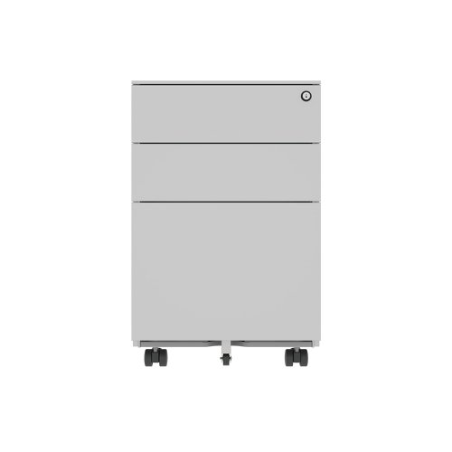 Astin 3 Drawer Mobile Under Desk Steel Pedestal 480x580x610mm Silver KF77748 KF77748