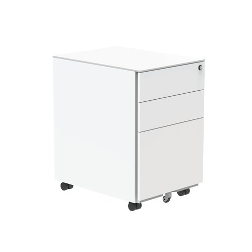 Astin 3 Drawer Mobile Under Desk Pedestal 480x580x610mm Arctic White KF77749 KF77749