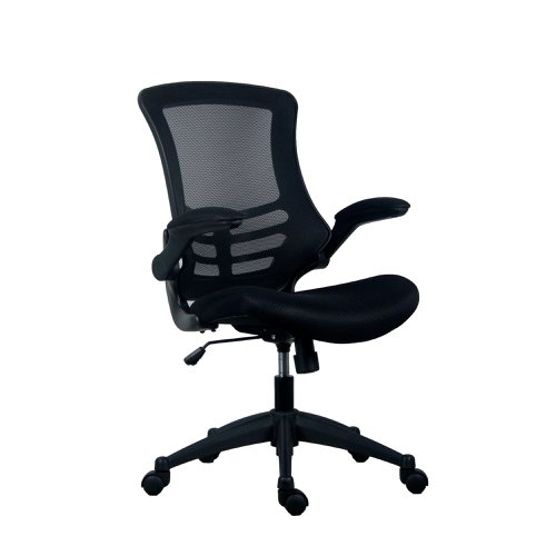 Jemini Jaya Mesh Back Chair with Folding Arms 680x670x1070mm Black KF77784