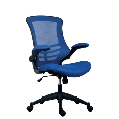 Jemini Jaya Mesh Back Chair with Folding Arms 680x670x1070mm Blue KF77785