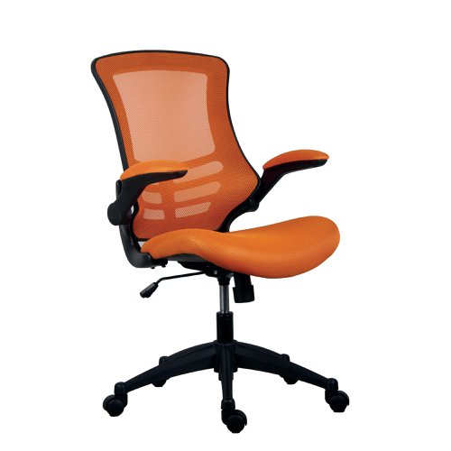 Jemini Jaya Mesh Back Chair with Folding Arms 680x670x1070mm Orange KF77787