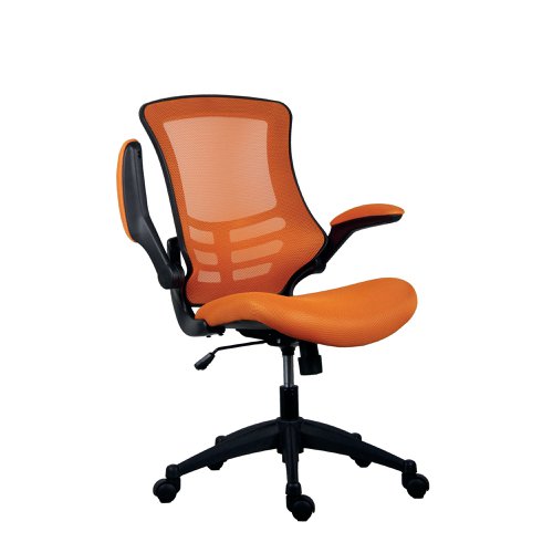 Jemini Jaya Mesh Back Chair with Folding Arms 680x670x1070mm Orange KF77787