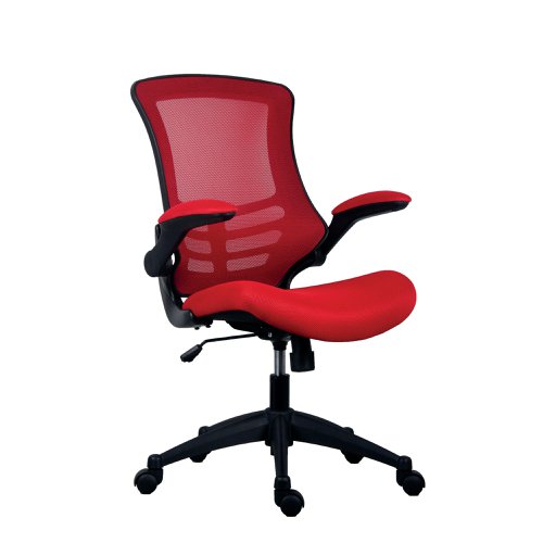 Jemini Jaya Mesh Back Chair with Folding Arms 680x670x1070mm Red KF77788